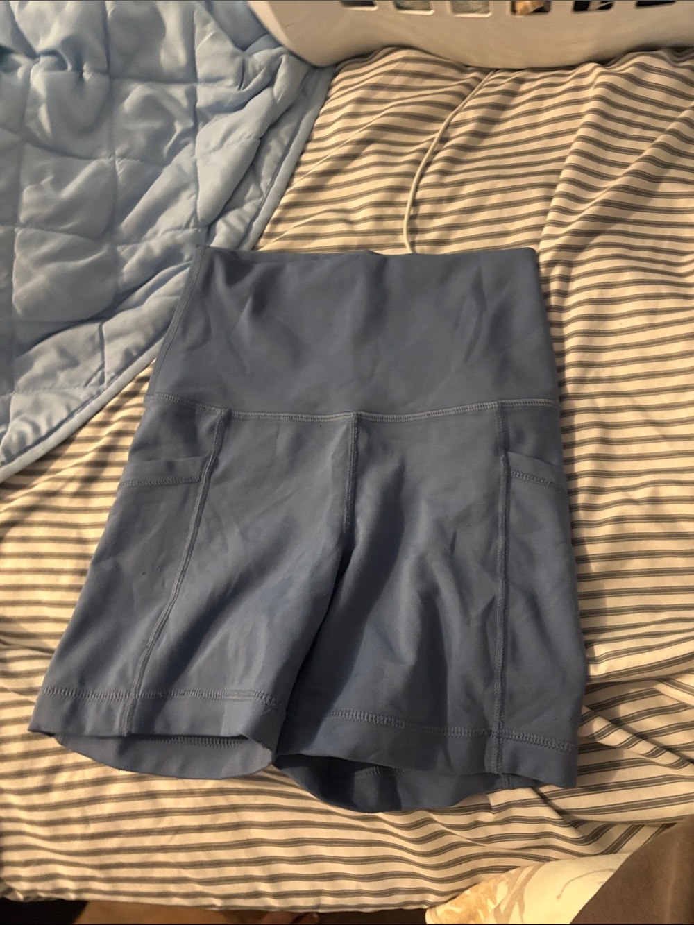 Yogalicious High-Waist Slate Blue Athletic Shorts